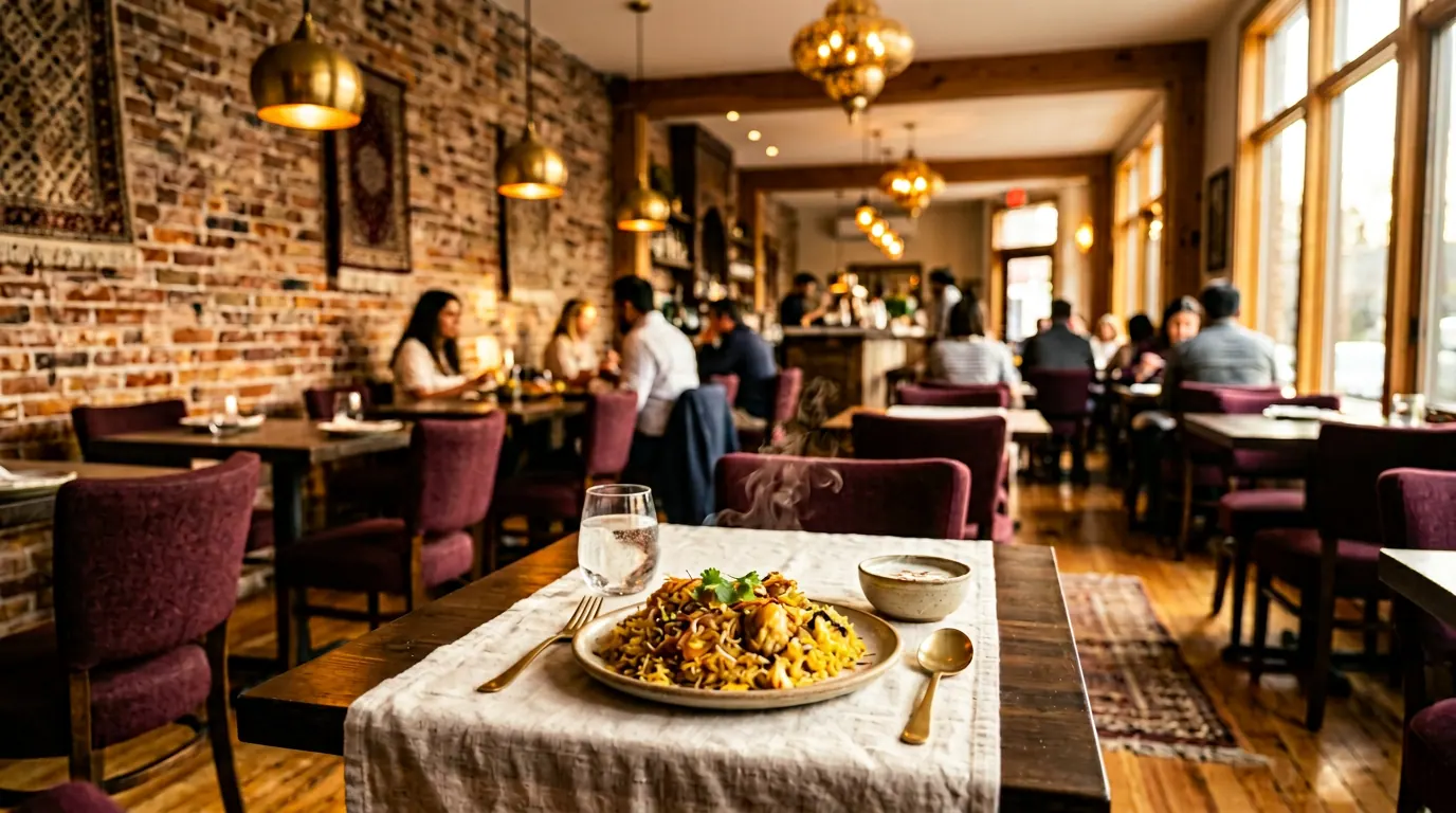 Dine-In Restaurant at Biryani Qabila, Lahore — Slow-cooked biryani in a cozy cafe setting.